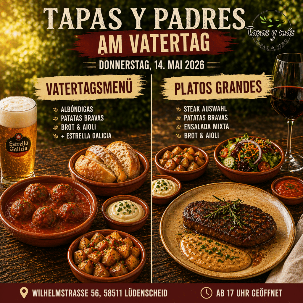 Menüs zum Vatertag 2026 im Tapas y más Lüdenscheid